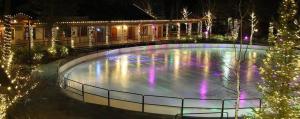una gran piscina con luces encendidas por la noche en Seventh Mt 1418 condo, en Bend
