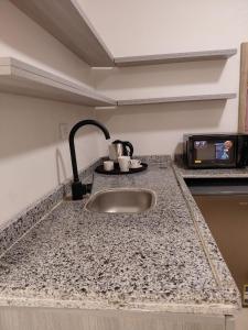 - un comptoir de cuisine avec évier dans l'établissement Pearl pyramids Inn, au Caire