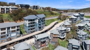 an aerial view of a city with a train station at Absollut 2 in Mount Hotham