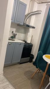 a kitchen with a sink and a stove at apartament 1 camera in Roşu