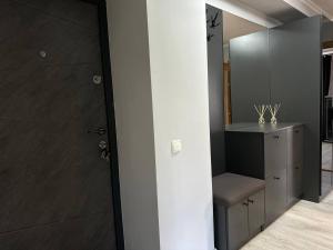 a bathroom with a sink and a toilet and a mirror at 2 к квартира в Чернівцях проспект Незалежності in Chernivtsi