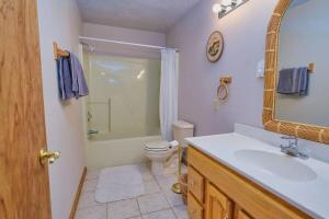 Un baño con lavabo, inodoro y espejo. en River Bend Retreat, en Irwin 17 fotos más