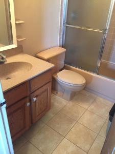 a bathroom with a toilet and a sink and a shower at Apartment in Royal Atlantic Beach Resort in Montauk