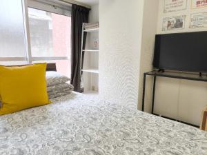 Una televisión o centro de entretenimiento en DP House