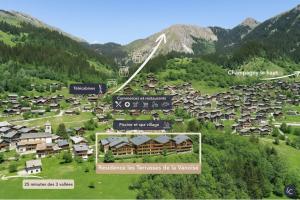 eine Karte eines Dorfes in den Bergen in der Unterkunft Montchavin appartement 6pers terrasse vue montagne in Champagny-en-Vanoise