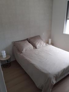 Ένα ή περισσότερα κρεβάτια σε δωμάτιο στο Les Embruns - maison 2 chambres avec jardin