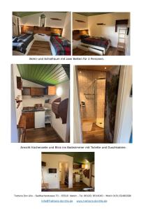 a collage of four pictures of a room at Hotel Albergo Trattoria Don Lillo Fewo in Idstein