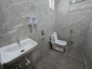 un baño con lavabo e inodoro en Hotel EVA, en Gundipet 17 fotos más
