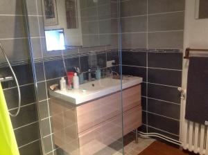 a bathroom with a sink and a shower at CARDABELLE maison authentique à louer in Millau +31 photos