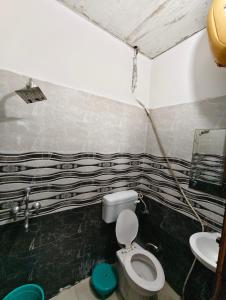 a bathroom with a toilet and a sink at Hotel Saroj Residency in Jāmb +21 photos
