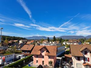 a view of a small town with houses at Hotel Pamakin in Wynau