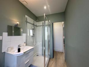 a bathroom with a shower and a sink at C Oslo - Appartement spacieux proche centre-ville in Charleville-Mézières
