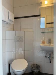 a bathroom with a toilet and a sink at SVG Hotel Diversi in Ludwigshafen am Rhein