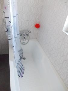 a bath tub in a bathroom with a red ball at Villa Gonçalo in Caldas da Rainha +51 photos