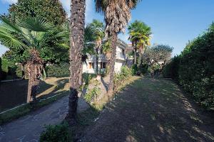 una casa con palmeras junto a una entrada en Sybilvilla, en Oriago Di Mira