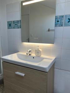 a bathroom with a sink and a mirror at O'Jade Vincent 2 I Parking I Wifi I Près de la gare in Orléans +20 photos