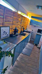 una cocina con fregadero y encimera en Love room, en Basse-Terre