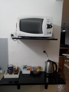 a microwave on a shelf on a kitchen counter at PABLO`S departamento in Río Colorado