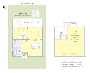 Bố cục Awaji Seaside Log house in Goshiki 1