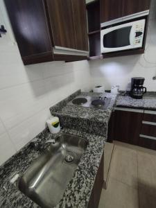 a kitchen with a sink and a microwave at Catalina - Excelente ubicacion en pleno centro - 1B in Santa Fe +6 photos