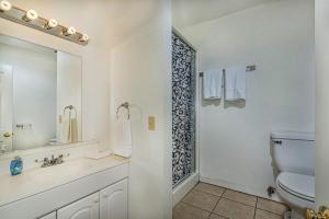 a bathroom with a toilet and a sink and a mirror at Sequoia Riverfront Guest House Right On The Water in Three Rivers +39 photos