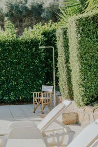 a chair and a street light in front of a hedge at Jerónimos Garden & Pool Villas in Lamego +6 photos