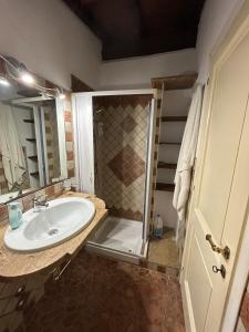 a bathroom with a sink and a shower at La Dimora in Formello