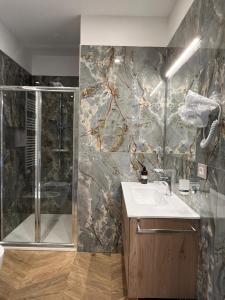 a bathroom with a shower and a sink at Casale Corneli in Silvi Paese +67 photos