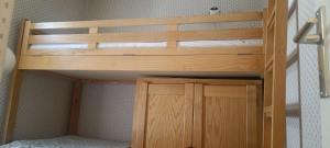 a bunk bed in a small room with a bunk bed in a bedroom at Apartment with terrace close to the slopes in Le Monêtier-les-Bains +8 photos