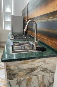 Kuchyň nebo kuchyňský kout v ubytování Charme Bleue-Appartement Magique