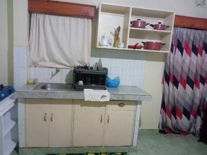 a kitchen with a sink and a counter top at Lavish luxury loft in Meru