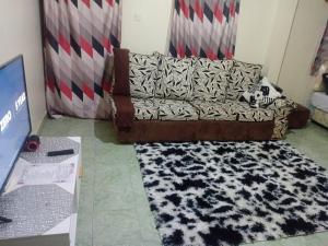 a living room with a couch and a rug at Lavish luxury loft in Meru +1 photo