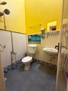 a bathroom with a toilet and a sink at JJ Homestay Taman Manggis in Balik Pulau +4 photos
