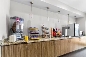 une cuisine avec un comptoir avec unastery ... dans l'établissement Econo Lodge, à Bryan