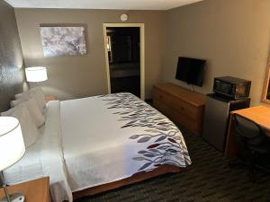 une chambre d'hôtel avec un lit et une télévision à écran plat dans l'établissement Red Roof Inn & Suites Marysville, à Marysville