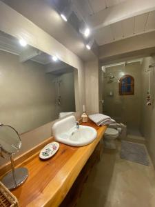 a bathroom with a sink and a toilet at Inti Laufquen in San Carlos de Bariloche