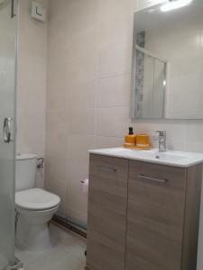 安纳马斯Coliving moderne à Annemasse的带马桶和水槽的白色浴室