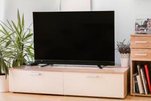 a flat screen tv sitting on top of a dresser at Green Zelina in Šulinec
