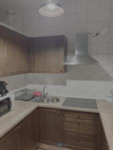 eine Küche mit Spüle und Herd Oberer Backofen in der Unterkunft Casa museo junto al río in Cortes de la Frontera