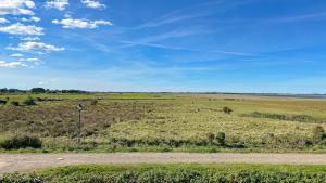 an open field with a road in the middle at Heefwai in Morsum