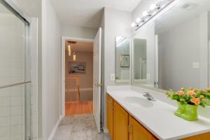 a bathroom with a sink and a mirror at Close to Hospital and White Marsh! Rosedale Townhome in Nottingham +22 photos