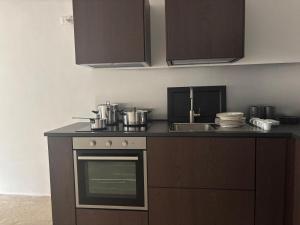 トレヴィニャーノ・ロマーノにあるLa casa di Rinaのコンロとシンクのあるキッチン