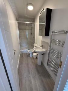 een badkamer met toilet en wastafel bij Kuns house in Busheyheath