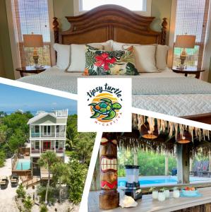 un collage di foto di una camera con letto e piscina di Tipsy Turtle a Captiva