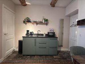 a kitchen with a sink and a counter at B&B de Perenboom in Eck en Wiel