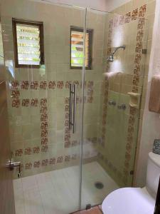 een douche met een glazen deur in een badkamer bij Madchen in Puerto Vallarta