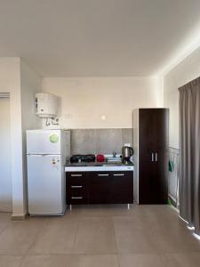 Η κουζίνα ή μικρή κουζίνα στο Monoambiente acogedor cerca de playa en Miramar +6 φωτογραφίες