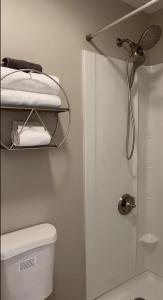 Spotsylvania CourthouseにあるHotel Lake Annaのバスルーム(トイレ、シャワー、タオル付) +43枚の写真