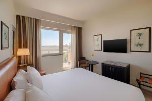 a hotel room with a large bed and a television at NH Catania Parco degli Aragonesi in Catania