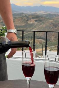 una persona que vierte vino tinto en una copa de vino en Villachatita, en Olvera 19 fotos más
